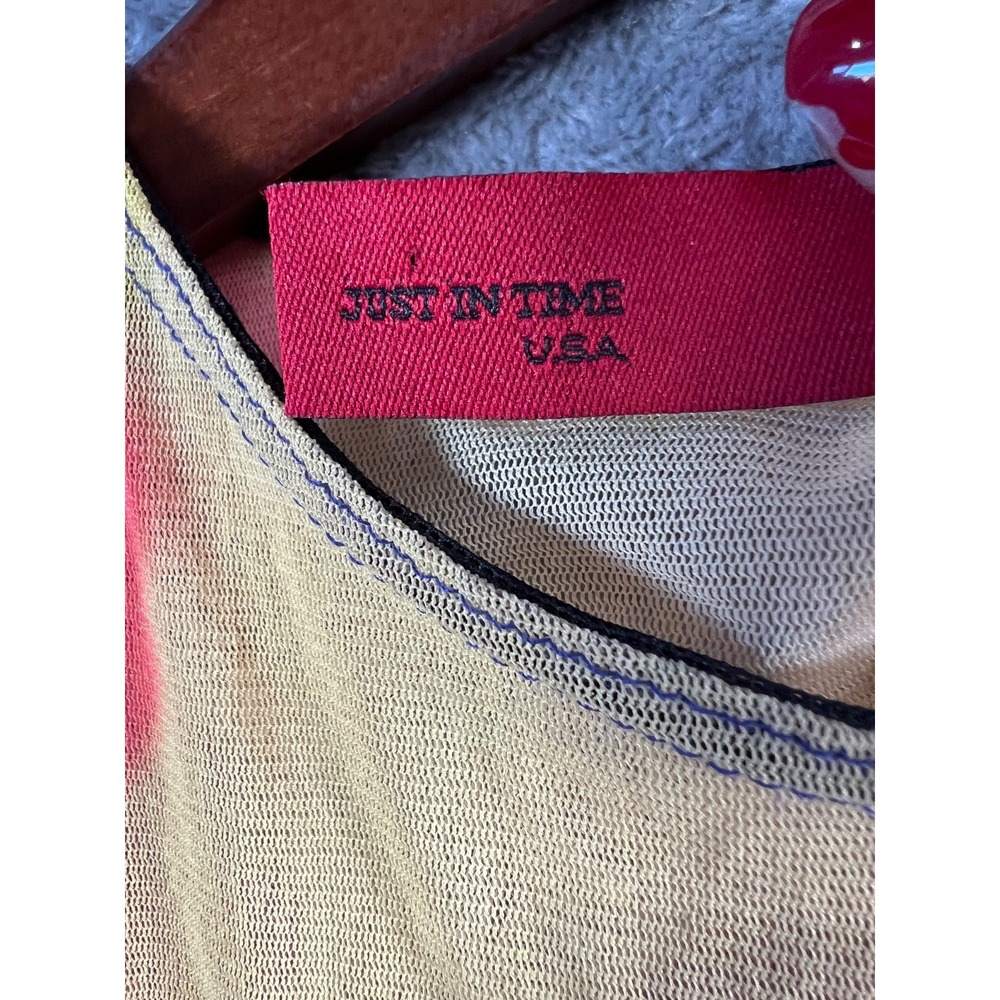 VINTAGE Just In Time Mesh Top Womens Large Frieda Khalo Graphic Embellished - Picture 10 of 12